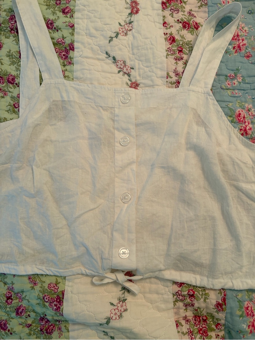Universal Thread White Button-Front Linen Cami with Tie Hem